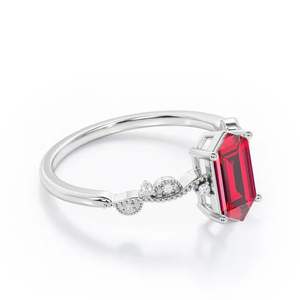 Bague de mariage classique en argent sterling 925 avec rubis de laboratoire de 0,5 carat, taille hexagonale, sertie à griffes, faite à la main, pour femme, pierre précieuse - Product Image 5