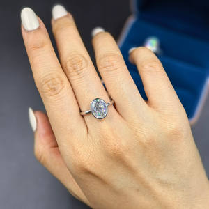 Кольца с овальным муассанитом 5 карат в минималистичной оправе, 1 карат, 2 карат, из стерлингового серебра S925 с позолотой, кольцо-печатка с муассанитом в минималистичной оправе - Product Image 4