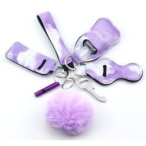 Ensemble de <span class=keywords><strong>porte</strong></span>-clés sifflet d'extérieur 7-en-1 avec étui en cuir PU et breloque <span class=keywords><strong>pompon</strong></span>, <span class=keywords><strong>porte</strong></span>-clés multifonction - Product Image 6