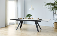 Table à manger rectangulaire de bonne qualité avec base en acier de luxe Table à manger extensible moderne en pierre frittée pour salle à manger