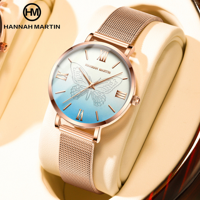 Top Brand Luxury Women's Wristwatches Waterproof Japan Quartz Movement 3D Butterfly Design Fashionable Pointer Ladies Watches