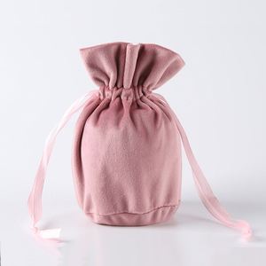 Bolsas de Terciopelo Lisas con Cordón, Tamaño Grande 18*16cm, Base Redonda de 10cm, para Guardar Collares, Cristales, Lápices Labiales - Product Image 4