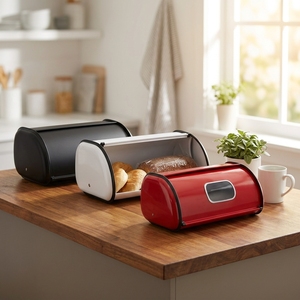 High Quality Modern Style <b>Kitchen</b> Bread Bin Stainless Steel Bread <b>Storage</b> Box with Lid Preserves Food Freshness - Product Image 3