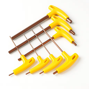 Extra Long Reach T-handle Hex <b>Key</b> Set Ball End Allen Wrench Yellow Plastic Handle Extra Long Metric Professional Repair Tool Kit - Product Image 3