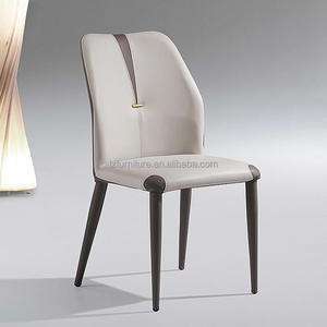 Two Tone Eco Faux Leather Luxury High Back Dining <b>Chair</b> Comfortable <b>Padded</b> Sturdy Metal Legs Modern Style Customizable Color - Product Image 4