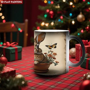 Mug à café en céramique noire givrée de 11 oz, à poignée épaisse et solide, antidérapant, changeant de couleur à la chaleur - Product Image 2