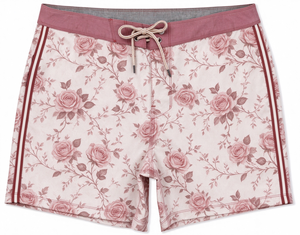 <b>Men's</b> <b>Floral</b> Print Board <b>Shorts</b> Casual Drawstring <b>Swim</b> Trunks with Side Stripes - Product Image 1