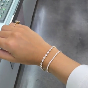 East-West Pear Lab Diamond Tennis <b>Bracelet</b> 10K white gold yellow gold rose gold <b>bracelet</b> - Product Image 1