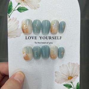 <span class=keywords><strong>Uñas</strong></span> Postizas Rojas para el Día <span class=keywords><strong>de</strong></span> San Valentín, <span class=keywords><strong>Uñas</strong></span> Artificiales Cortas con Cobertura Total, Diseño Cuadrado Almendrado, Hechas a Mano - Product Image 2