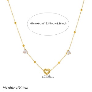 Heart Shape Gold Plated Necklace With Diamond Inlay Clavicle Chain Fashion Jewelry Daily Wear Gift For Women - Product Image 4