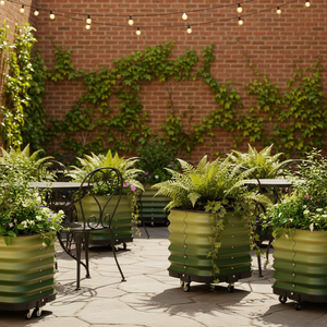 Kit de jardinière surélevée en métal moderne avec roues inférieures, bac à plantes extérieur durable et écologique pour petits jardins potagers - Product Image 5