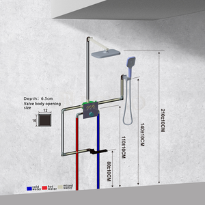 Badkamer douchekraan set mengkraan thermostaat messing modern solide design inbouw mat zwart CE vierkant chroom modern - Product Image 5