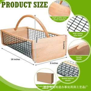 Fruit And <b>Vegetable</b> Storage Basket Rectangle With Handle Kitchen Organizer For Food Container - Product Image 4