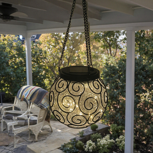 Không thấm nước ngoài trời Vườn Patio truy cập năng lượng mặt trời kim loại treo đèn lồng ánh sáng với 15 mát trắng <span class=keywords><strong>LED</strong></span> đom đóm chuỗi đèn - Product Image 6