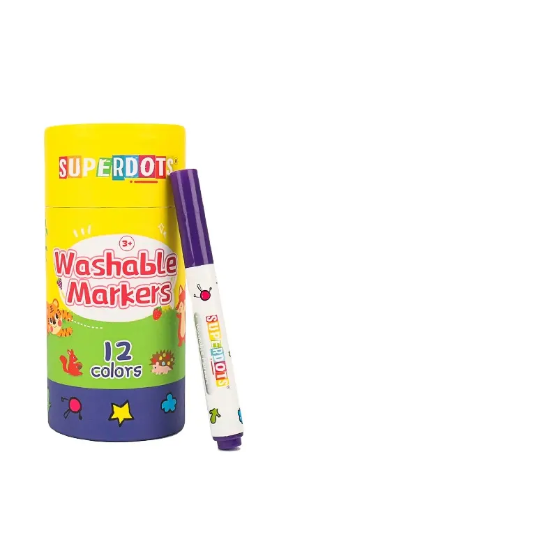 SUPERDOTS Có Thể Giặt Bàn Chải Markers Trẻ Em Sơn 12/24/36 Màu Sắc Toddler Markers Vẽ Đồ Chơi Cho Văn Phòng Phẩm Nghệ Thuật Bộ