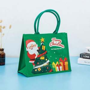 Bolsa de Regalo Navideña Verde al por Mayor de Fábrica, Bolsa de Lona Impermeable - Product Image 2