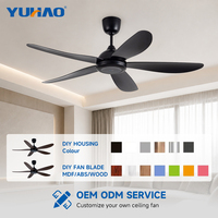 Ventilateur de plafond silencieux avec télécommande, moteur BLDC, 5 pales en ABS, pour maison, bureau, chambre, 38, 46, 56 pouces, sans lumière, fabrication OEM ODM