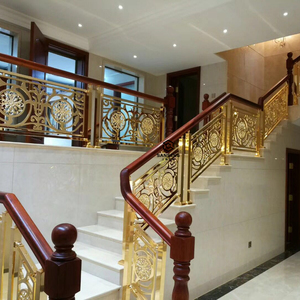 Lan Can Gỗ Nguyên Khối Cho Biệt Thự Nghỉ Mát Sang Trọng Cầu Thang Cong Bằng Nhôm Màu Vàng Thiết Kế Lan Can Cầu Thang Xoắn Ốc Bằng Nhôm - Product Image 4