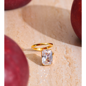 JINYOU-<span class=keywords><strong>Bague</strong></span> <span class=keywords><strong>fine</strong></span> en acier inoxydable 1284 de taille 678, plaqué or, <span class=keywords><strong>avec</strong></span> grand <span class=keywords><strong>diamant</strong></span>, zircon cubique rectangulaire pour mariage - Product Image 2