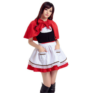 <b>Little</b> <b>Red</b> Riding Hood Cosplay Costume Women Halloween Party Maid Outfit Spring 2025 Skirt Apron Shawl Adult Size - Product Image 5