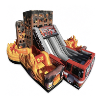 Toboggan gonflable sur le thème des camions de pompiers, toboggan gonflable géant commercial pour enfants, location pour événements