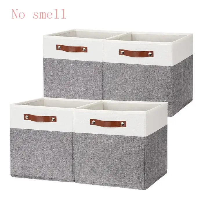 Household 4 Pack Closet Organizer Basket Cube Box Foldable Fabric Storage Bin For Clothes