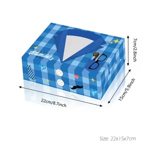 12 pièces/paquet Boîtes à bonbons et à biscuits en carton transparent faites à la main pour la fête des pères pour la décoration de fête - Product Image 4