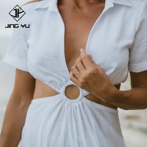 Vestido Largo de Lino de Alta Calidad, Diseño de Fábrica de Ropa para Mujer OEM, Elegante, con Bolsillos, Estilo Vacacional, Lino 100% - Product Image 3