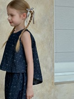 HIPPO KIDS 2025 Ensemble d'été pour fille Denim 2 pièces avec nœuds à pois