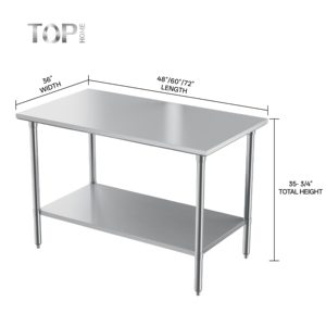Plan <span class=keywords><strong>de</strong></span> travail poli résistant à la corrosion, <span class=keywords><strong>table</strong></span> en acier inoxydable à double niveau personnalisée, 300 kg/m, cuisine commerciale - Product Image 3