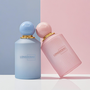 Botella de Perfume de Vidrio Esmerilado con Rayas Verticales para Mujer, de Alta Calidad, 30ml 50ml 100ml, Botella de Spray de Perfume Vacía en Azul y Rosa Mate - Product Image 2