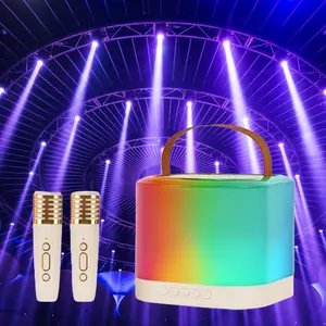 Speaker Portabel lampu LED KTV, pengeras suara kotak musik Bluetooth pesta rumah warna KTV dengan mikrofon Speaker nirkabel Karaoke