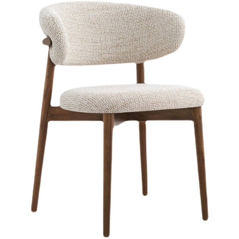 Nordic Light Luxury Solid Wood Dining Chair – Designer Fabric Upholstered Backrest Chair for Living Room & Home Furniture