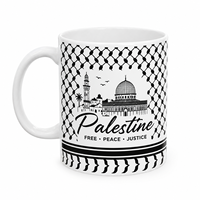 Mug en céramique personnalisé avec logo du Pakistan, vente en gros, tasse à café en porcelaine avec emballage cadeau, design du drapeau palestinien