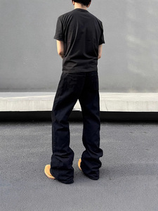 Jeans pour hommes de haute qualité, mode automne, marque Scimitar, noir, micro-pantalon droit, denim mi-lâche, jeans délavés de style urbain - Product Image 4