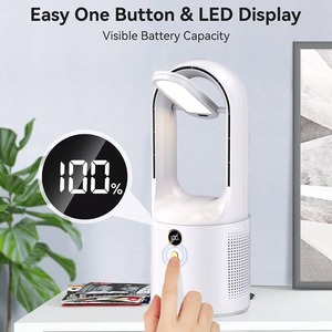 Ventilateur de table électrique sans pales, rechargeable par USB, mini ventilateur de refroidissement sans fil, ultra silencieux, avec lumière LED nocturne, pour la maison et le bureau - Product Image 5