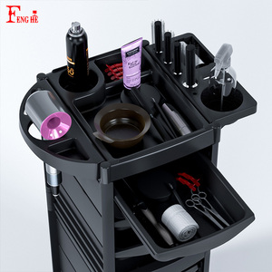 Nuovo Carrello Professionale in Plastica Nera per Parrucchieri con 6 Cassetti per Salone e Barbiere - Product Image 6
