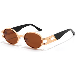 Unisex Oval <b>Sunglasses</b> Metal <b>Frame</b> Full Rim Green Lenses UV400 Protection Retro Style for Adults Outdoor Activities - Product Image 5