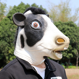 Máscara de Vaca Talla Única, Diseño Geométrico de Dibujos Animados, Accesorio para Fiesta de Halloween, Disfraz de Cosplay - Product Image 4