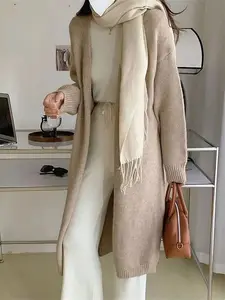 Cardigan en laine tricoté pour femme, pull ample, style décontracté, coréen, collection automne et hiver