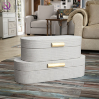 Boîte de rangement blanche de luxe de Style nordique boîte décorative en cuir à motif tissé minimaliste créatif pour Table de maquillage décor à la maison