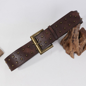 Cinture Vintage JULUN per <span class=keywords><strong>Donna</strong></span>, <span class=keywords><strong>Cintura</strong></span> in PU con Borchie e Fibbia in Ottone Anticato, Stile Punk, Accessorio Quotidiano - Product Image 3