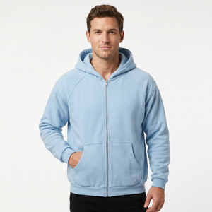 Sudadera con Capucha y Cremallera para Hombre, 100% Algodón, Ropa de Invierno, Mangas Regulares, Lavado Ácido, Logotipo Multiposición, Transpirable, 380g - Product Image 1