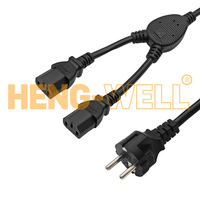 Adaptateur de prise en Y CE EU 3 broches vers 2 prises C13, rallonge d'alimentation droite pour serveur de données