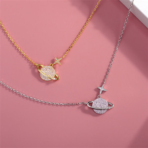 Tùy Chỉnh Xinh Xắn Celtic Guadalupe Iced Out Pha Lê Thạch Anh Điểm Vàng Mặt Trời Saturn Bethlehem Sao Kim Cương Vòng Cổ Mặt Dây Chuyền Bộ - Product Image 1