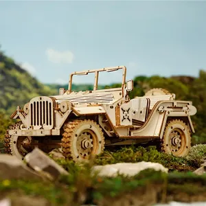 CPC-zertifiziertes Robotime Rokr-Lernspiel zeug MC701 DIY Army Field Car Model Kit 3D-Holzpuzzles für Erwachsene