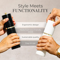 Ensemble moulin à sel et à poivre en bois FLYWOD, broyeur céramique réglable, moulin manuel rechargeable avec support pour cuisine et restaurant