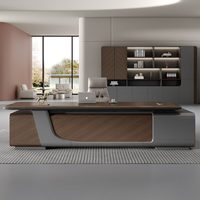 Ensemble de bureau de direction moderne minimaliste en forme de L, table de patron avec armoire latérale pour bureau de direction