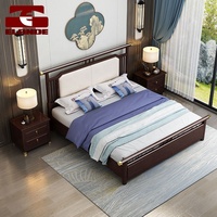Lit double king en bois massif, 1.8m, mobilier de luxe moderne et souple au dos, nouveau modèle, chinois