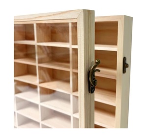 Organizador de exhibición de coches en miniatura <span class=keywords><strong>Hot</strong></span> <span class=keywords><strong>Wheels</strong></span> a escala 1/64, estuche de almacenamiento de madera para montar en la pared, resistente al polvo, con puerta, con capacidad para 60 coches - Product Image 5